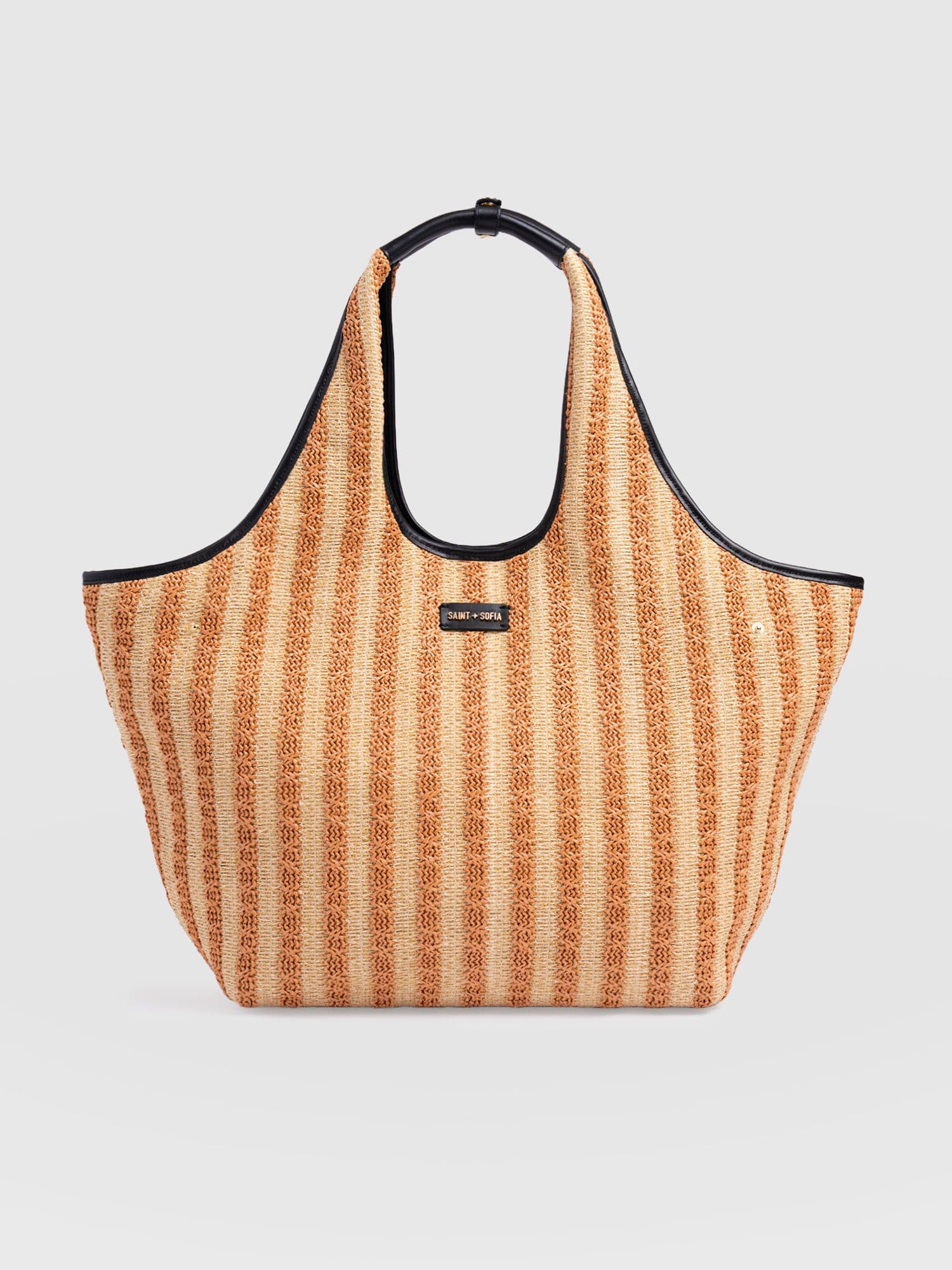 Large Stella Shoulder Tote Bag - Orange Raffia - Women's Handbags | Saint + Sofia® EU